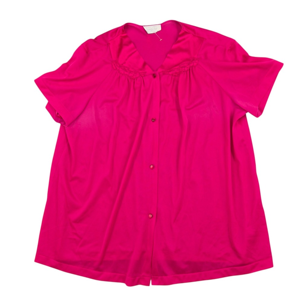 Vintage Vanity Fair Hot Pink Tricot Nylon Pajama Set XL Made in USA